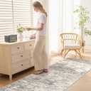 UERMEI 3X16 Washable Runner Rug for Hallway: Soft Neutral Modern Abstract Area Rug - Non-Slip Low Pile Long Throw Indoor Carpet for Kitchen Entryway Kitchen Bedroom Laundry - Brown Grey