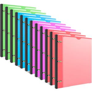 INFUN Telescoping 3 Ring Binder - 12 PCS, Flexible Round Binder with Customizable Front Cover and Clear Catalog Pocket, Holds 8.5x11 inch Paper