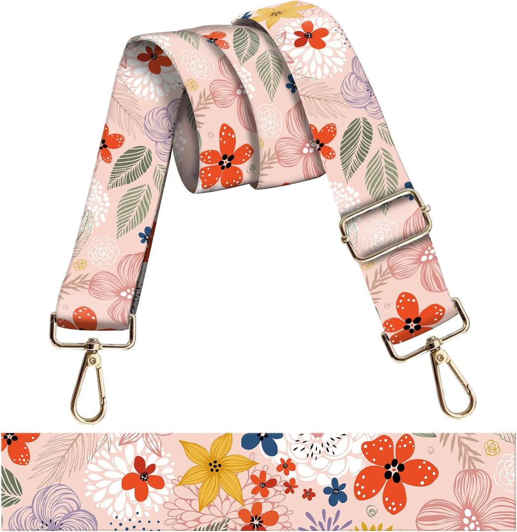 Wide Purse Strap Replacement Crossbody, Funny Shoulder Strap Adjustable, Cute Bag Strap for Women Guitar Purses (Cute Colorful Flowers)