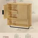 VASAGLE MAXE Collection - Bathroom Cabinet Wall Mounted, Over Toilet Hanging Cabinet with Adjustable Shelf, Towel Bar, Fluted Doors, 7.9 x 23.6 x 28.7 Inches, Transitional, Oak Beige UBBK135Y01S