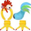 Chicken Costume for Adult Women - 3PCS Halloween Costume Accessories Includes Chicken Headband and Tail for Cosplay Theme Party Dress Up