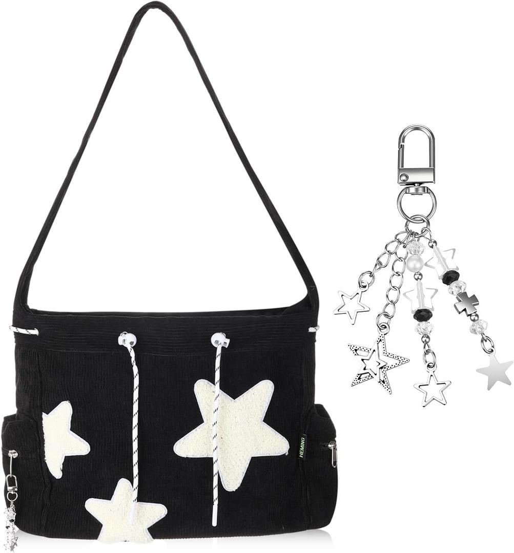 1 Set Star Crossbody Bag Women Corduroy Y2k Tote Bag Aesthetic Messenger Bags Cute Shoulder Bags Y2k