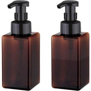 UUJOLY Foaming Soap Dispenser, 450ml (15oz) Refillable Pump Bottle Plastic for Liquid Soap, Shampoo, Body Wash (2 Pcs) (Amber)