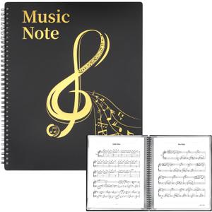 MUDOR Sheet Music Folder for Sheet Music Page 8.5X 11 Inches, Sheet Music Holder Allow Annotations, Eliminate Glare, 60 Pages Spiral Sheet Music Binder Organizer, Sheet Music Storage (Black)
