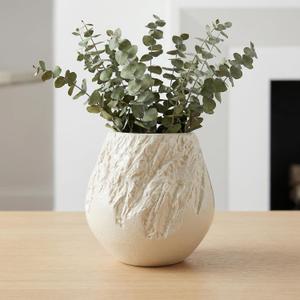Sunddo White Ceramic Vase 8 Inch - Modern Round Vases for Pampas Grass and Bouquets - Boho Flower Vase - Neutral Textured Pottery for Home Decor Living Room Shelf and Table Centerpiece
