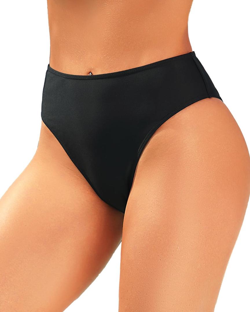 Pinup Fashion Bikini Bottoms Women High Waisted-High Leg Bathing Suit Bottoms Tankini Swimwear