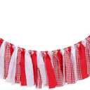 Red And White Gingham Banner/Garland - Red Gingham Banner For Baby Shower,First Birthday High Chair Bunting For Boy,Wall Hanging, Nursery Decor (red)