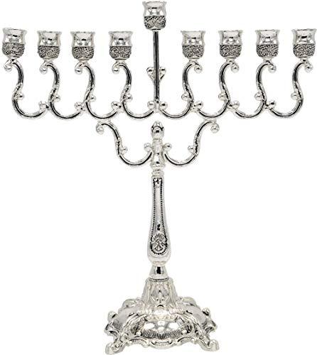 The Dreidel Company Lowest Priced Menorah Traditional Hanukkah Silver Plated Elegant Design Chanukah (Single)