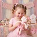 Gloveleya Baby Doll Gifts Plush Curly Hair Ballet Dolls Soft Girl Toys Pink 33CM