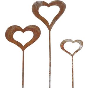 Metal Animal Yard Decors arden Art Rusted Animals or Outside Decorations Outdoor Decorative Stake Lawn Accessory, 20*14*10.6cm, 3 Pieces Hearts