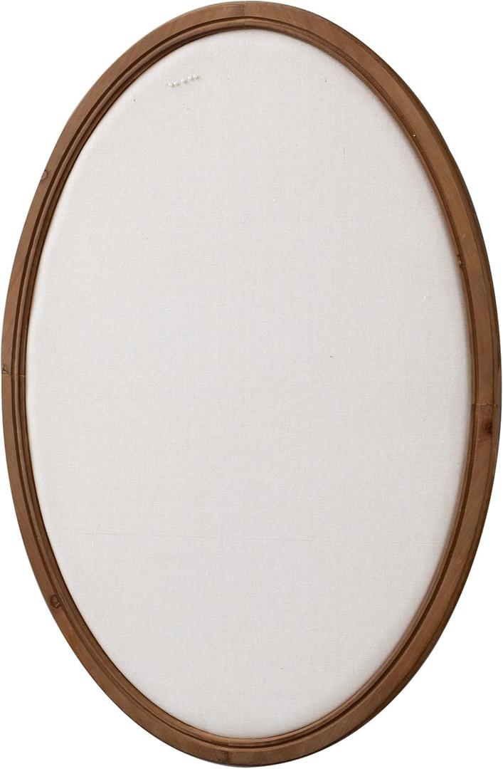 SOFE Large Oval Bulletin Board, Farmhouse Fabric Pin Boards for Walls, 33'' x 24'' Wall Mounted Decorative Vision Message Board for Office Home and School with Pins, Brown, 24" x 33.3"