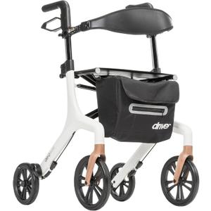 Drive Medical AeroWalk Ultra-Lite Rollator, 15.2 lb, 20" Seat Height, White | Foldable AeroWalk Rollator Walker with Seat Offers Lightweight Rolling Support for Women, Men and Seniors, 20" Seat Height