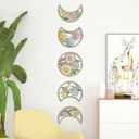 KOYILTD 5 Pieces Boho Wall Decoration Wooden Moon Room Decor Colorful Floral Wall Art Room Decor Aesthetic Farmhouse Wall Decor for Home Bedroom Living Room Bathroom (Colorful)