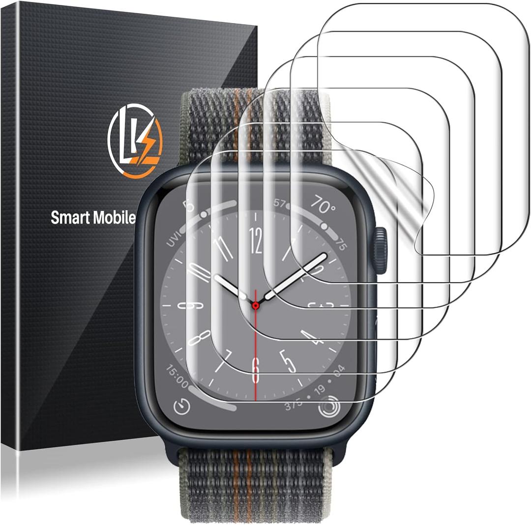 LK 6 Pack for Apple Watch 41mm / 40mm Screen Protector (Series 8 & 7 & 6) [Upgrade Flexible Film] Self-Healing, Ultra-thin Screen protector for Apple Watch 41mm, Touch Sensitive, Bubble Free