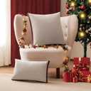 a moment Christmas Red Loop Yarn Linen-Like Pillow Cover Natural Soft Decorative Throw Pillow Case Farmhouse 12x20 Inch, Bohemian Textured Cushion Cover for Sofa Bed, Wrinkle-Resistant Home Decor