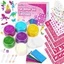 Dreamon Temporary Glitter Tattoo Kit for Kids with 6 Colors No-mess Glitter Gel, 325 Unique Stencils - Adult & Kids Body Art Glitter Make Up Kit - Gifts for Girls Boys Christmas Birthday Summer Party (Large)