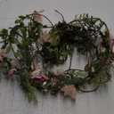 Vine Flower Crown Boho Flower Headband Hair Wreath Floral Halo Headpiece with Ribbon Wedding Party Photos Rosy (2)