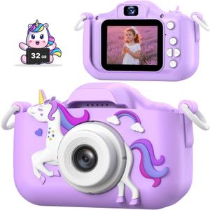 Mgaolo Kids Camera Toys for 3-12 Years Old Boys Girls Children,Portable Child Digital Video Camera with Silicone Cover, Christmas Birthday Gifts for Toddler Age 3 4 5 6 7 8 9 (Camo Purple)