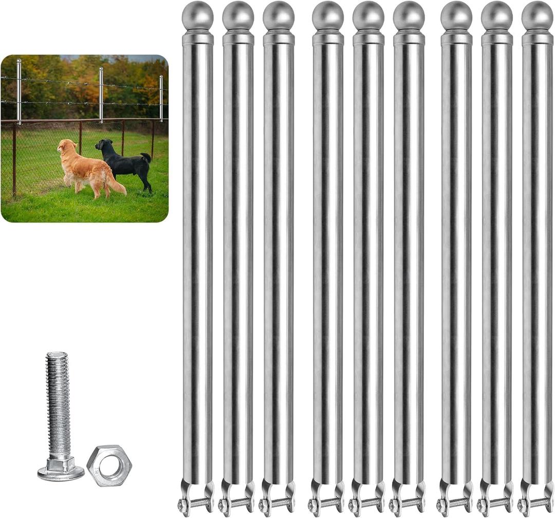 Chain Link Fence Post Height Extender for Dogs/Deer, Heavy Duty Privacy, 2 Ft Fence Extender, Prevents Jumping, 9-pack (1-5/8"-9 pack)