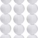 15pcs White Paper Lanterns Hanging Ball Lanterns for Birthday Wedding Bridal Baby Shower Art Class Home Outdoor Indoor Party Decoration (6 inch)
