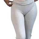 ZFLM Casual Workout Two Piece Outfits for Women Short Sleeve Crop High Waist Foldover Flare Pants Tracksuit Sets Streetwear