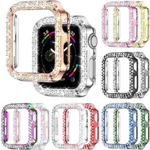 12 Pack Rc-Z for Apple Watch Series 11 10 42mm Bling Case, Bumper Double Diamonds Rhinestone Protective Frame Replacement Accessories for iPhone Watch iWatch 42 mm Women