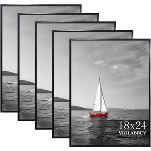 VIOLABBEY 18x24 Frame Set of 5, 18 x 24 Black Poster Frames for Wall Mounting Vertically or Horizontally, Gallery Wall Picture Frame
