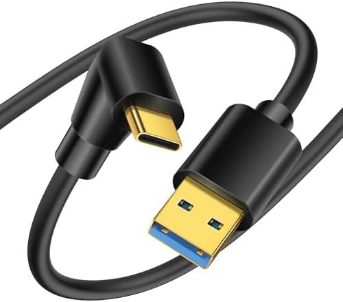 YACSEJAO 90 Degree USB Type C Cable USB 3.0 A to USB C Up & Down Angle Fast Charge Cord Compatible with Notebook, PC, Tablet, Phone and More (0.5M/1.6FT)