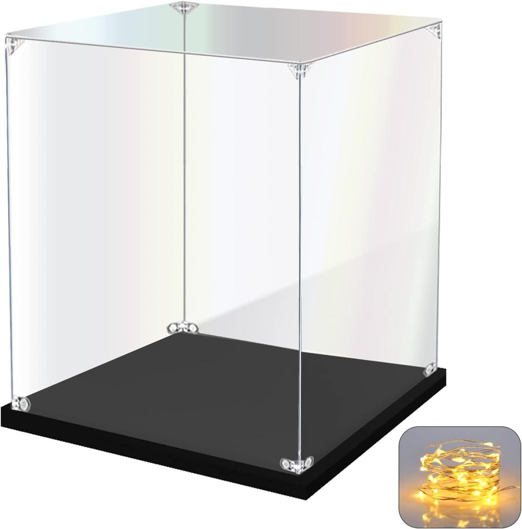 Acrylic Display Case for Collectibles Assemble Clear Acrylic Display Box for Lego Alternative Glass Case for Showcasing Figures Doll Toys Home Storage(6x6x8 inch, 15x15x20 cm)