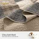 Farmhouse Bedspreads Queen Size 102"x120" - 100% Cotton Lightweight Oversized Queen Quilt with 2 Pillowshams, Printed Plaid Quilted Bedding Coverlet for All Season, Charcoal/Beige/Brown