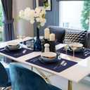 Faux Leather Placemats HeloHo Navy Blue Table Place Mats Set of 4 Waterproof Oilproof Heat Stain Resistant Washable Wipeable Placemat for Kitchen Dining Table Decoration Indoor Outdoor