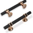10 Pack 3 Inch Cabinet Pulls knurled Matte Black and Champagne Bronze Kitchen Cabinet Handles Aluminum and Zinc Alloy Drawer Pulls Solid Cabinet Hardware (3'' Hole Center(76mm))