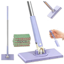 Snap Grip Mini Mop, Zero Touch Cloth Changing Mop with Automatic Push Pull Handle,360 Rotating Lazy Mops Wet Dry for Whole House Cleaning,Retractable Gap Dust Cleaner Flat Mops (Purple-6 Cloths)