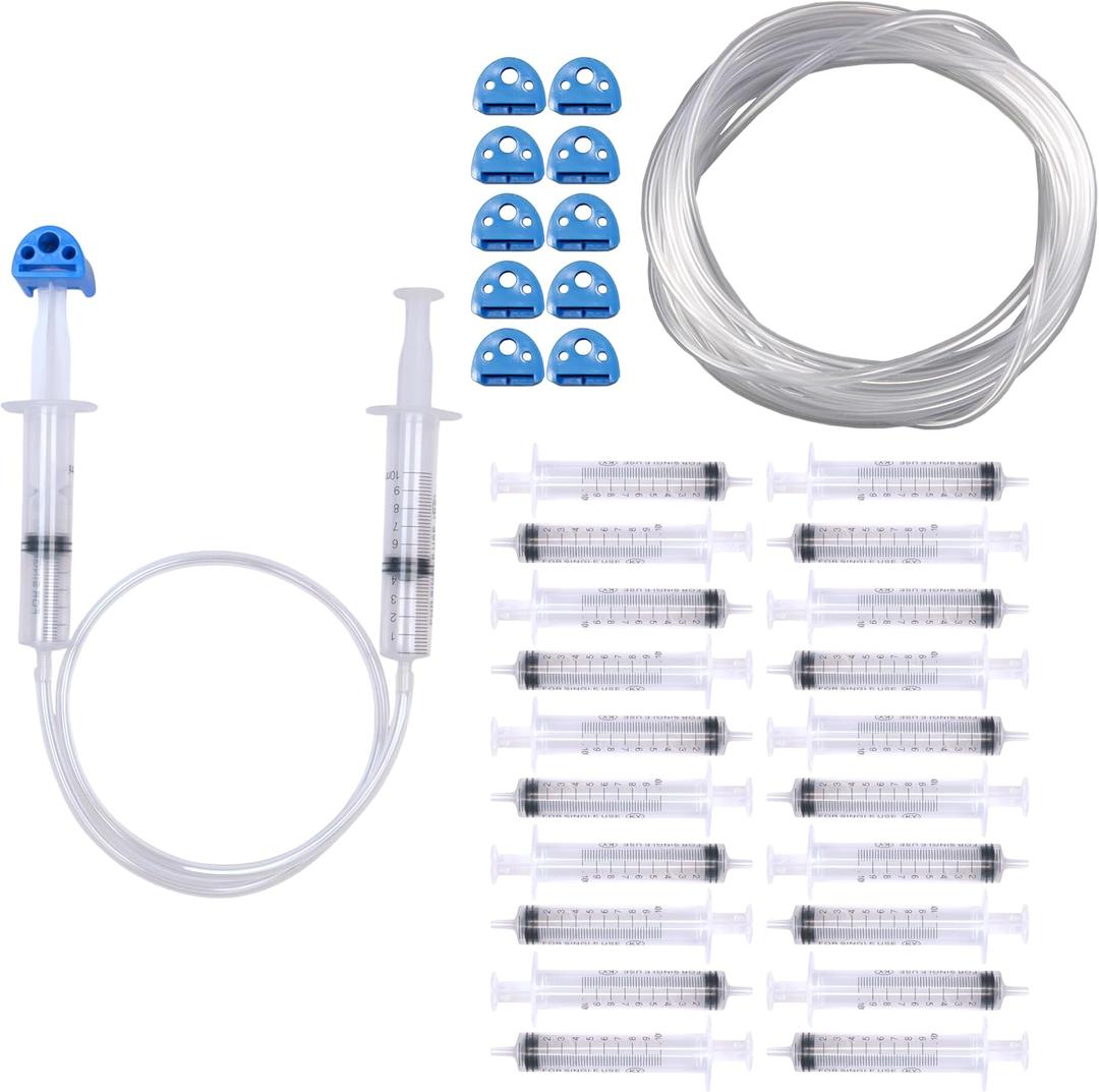 Hydraulic and Pneumatic Kit: 20 Plastic Syringes, 15 Ft Vinyl Tubing, and 10 Syringe Adapters for Science and Engineering Projects for Kids and Classrooms