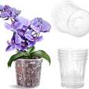 TRUEDAYS Orchid Pot  4 Pack 6 Inch Clear Orchid Pots with Drainage Holes for Repotting  Ideal for Healthy Root Growth  Sturdy Plastic Plant Pot for Indoor & Outdoor Plants