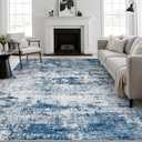 FXRHLP 10x12 Area Rug Living Room: Modern Washable Indoor Soft Carpet Blue