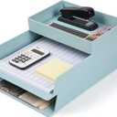 BlueStack 2 Tier Plastic Desk Tray - Stackable Letter Organizer for A4 Paper, Magazines, Receipts