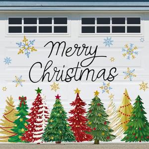 Whaline 22Pcs Merry Christmas Garage Door Magnets Red Green Gold Xmas Tree Snowflake Magnetic Refrigerator Stickers for Winter Home Party Room Car Decoration