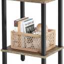 End Table, 2-Tier Narrow Side Table, Small Nightstand, Sofa Table with Storage Shelf for Small Spaces, Living Room, Bedroom, Office, Greige