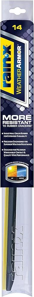 Rain-X 830214 WeatherArmor Beam Wiper Blades, 14 Inch Windshield Wipers (Pack of 1), Automotive Replacement Windshield Wiper Blades With Industrial Grade Synthetic Rubber Squeegee