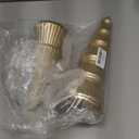 AOMOONOA Wooden Christmas Trees Figurine, 2Pcs Gold Tree Figurines, Decorative Trees for Tabletop, Small Glittered Golden Xmas Tree Figurines for Christmas Mantle Indoor Decor (Set of 2)