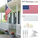 Flag Pole Kit with 3x5 American Flag Outdoor - 7ft Tangle Free Metal Flagpole with Holder Bracket & Embroidered US Flags - Rustproof Heavy Duty for Outside House Porch Garage Mount - White