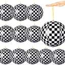 12 Pcs Punching Balloons for Kids PVC Inflatable Punch Bouncy Balloon Heavy Duty Race Car Party Favors Goodie Bags Stuffers Classroom Rewards Carnival Toy Prizes(Black White Checkered)