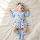 Newborn Baby Girl My 1st Easter Outfit Bunny Romper Bloomers Tutu Skirt Socks Headband Set First Easter Outfit, 0-3 Months