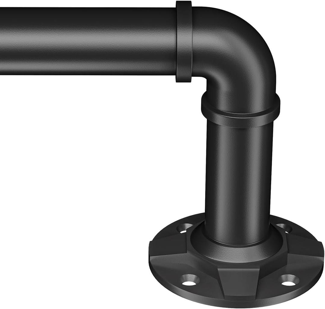 Black 1-inch diameter curtain rod: suitable for windows 144-168"wide, adjustable curtain rod, modern minimalist design, indoor/outdoor use, 32-168" long