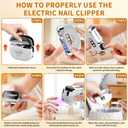 4-in-1 Electric Nail Clipper for Fingers & Toes, 3 Speed Electric Nail File & Polish with LED Light, Nail Lamp & Storage, Rechargeable Electric Nail Clippers for Seniors/Adults/Kids for Thick Nails