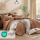 Monbix Oversized King Comforter Set - 7 Pieces Cationic Dyeing Autumn Leaf Bed in a Bag Bed Sets with Comforter, Sheets, Pillowcases & Shams, Reversible Bedding Comforters Sets