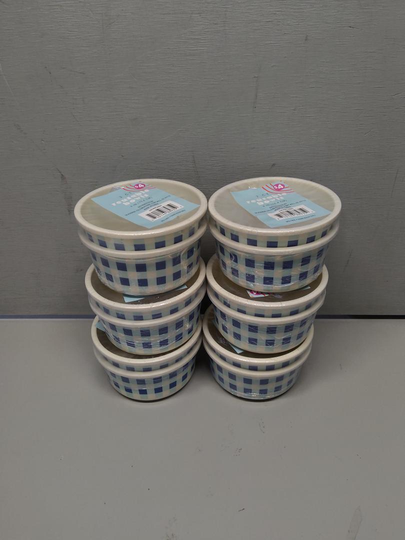 Melamine Ice Cream Bowls - Blue Check Set Of 2 (6 Pack)
