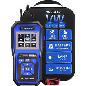 KONNWEI OBD2 Scanner Fit for VW Audi Skoda Seat, Full System OBD2 Scanner Diagnostic Tool w/Battery Registration, Code Reader with Oil/EPB Reset, BMS, Throttle Match for VAG, Full OBD2 Service