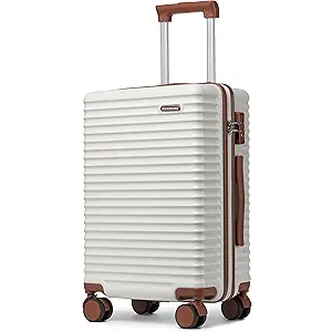 20-Inch Carry on Luggage,Carry-on Suitcase with Spinner Wheels and TSA Lock, 22x14x9 Airline Approved,Hardside Lightweight Travel Carry-on Luggage,Small Rolling Luggage (White, 20 IN)